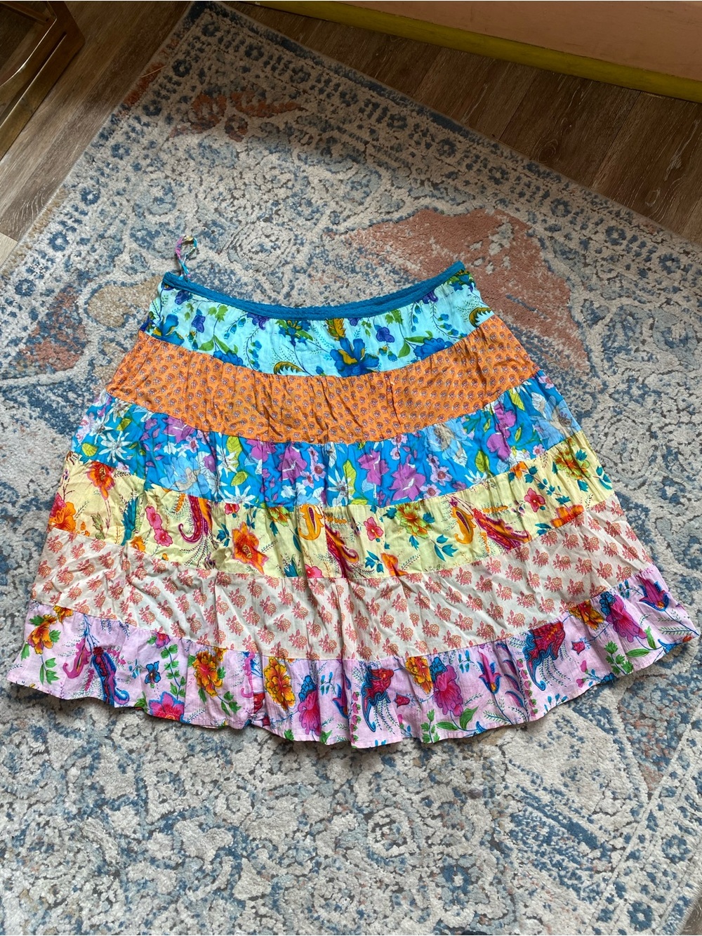 Blue Plate Multicolor Floral Tiered Midi Skirt